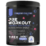 T-Rex Integratori Pre Workout, Energy Drink Potente con Creatina Monoidrata, Bcaa, Arginina, Beta Alanina e Vitamine, 250 g Aroma Frutti di Bosco