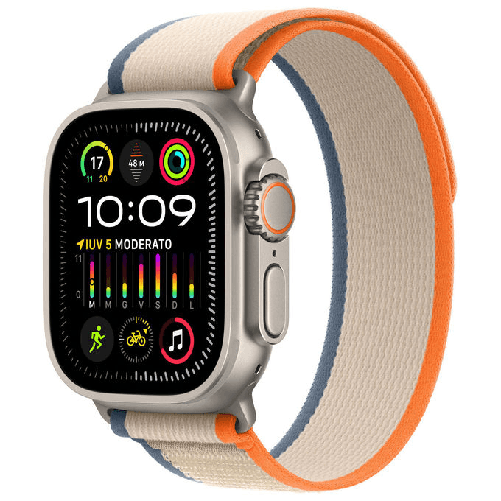 Apple-Watch-Ultra-2-GPS---Cellular-Cassa-49m-in-Titanio-con-Arancione-Beige-Trail-Loop---M-L