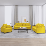 Set di Divani 3 pz con Cuscini giallo in Velluto