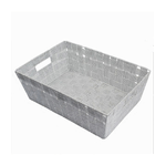 Cleafe-portaoggetti Cesto Tessuto Intrecciato 38x26x13 Cm Maniglie Grigio Chiaro 79030 -