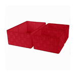 Cleafe-set 3 Cestini Porta Oggetti Organizer In Tessuto Rettangolari Bagno Rosso 69910 -