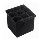 Cleafe-pouff Puff Pouf Contenitore Imbottito Portaoggetti Seduta Nero 30x30x30 Cm 79427 -