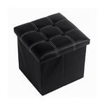 Cleafe-pouff Puff Pouf Contenitore Imbottito Portaoggetti Seduta Nero 38x38x35 Cm 79429 -