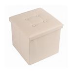 Cleafe-pouff Puff Pouf Contenitore Imbottito Portaoggetti Seduta Beige 38x38x35cm 79430 -