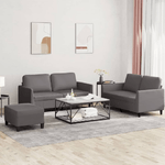 Set di Divani 3 pz con Cuscini Grigio in Similpelle