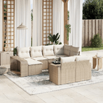 vidaXL Set Divani da Giardino 11 pz con Cuscini Beige in Polyrattan