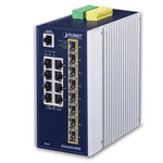 PLANET IP30 Industrial L3 8-Port Gestito Gigabit Ethernet (10/100/1000) Blu, Bianco