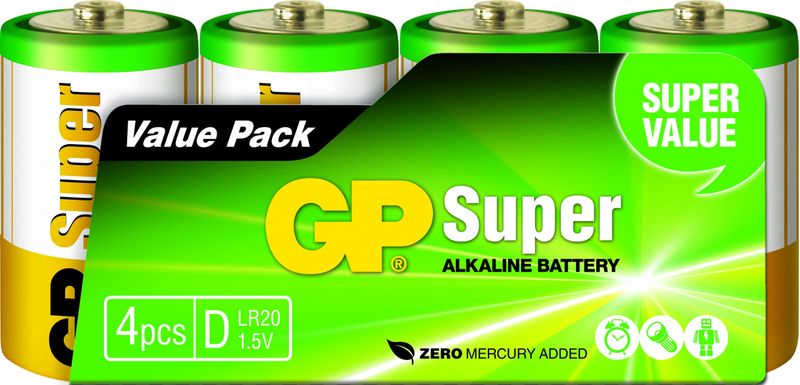 GP-Super-Alcalina-13A-S4---Batteria-4-x-D---Alcalina