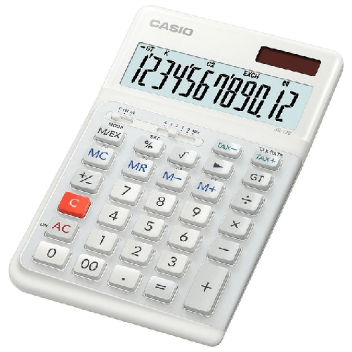 Casio-JE-12E-WE-calcolatrice-Desktop-Calcolatrice-di-base-Bianco