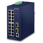 PLANET IGS-4215-16T2S switch di rete Gestito L2/L4 Gigabit Ethernet 10/100/1000 Blu (IP30 Industrial L2/L4 16-Port - 10/