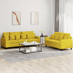 Set di Divani 2 pz con Cuscini giallo in Velluto