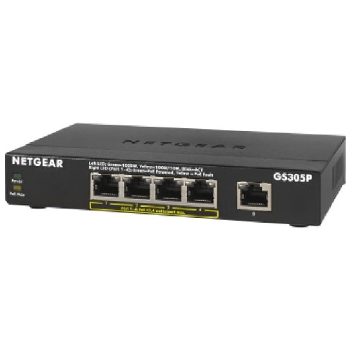 NETGEAR-GS305Pv2-Non-gestito-Gigabit-Ethernet--10-100-1000--Supporto-Power-over-Ethernet--PoE--Nero