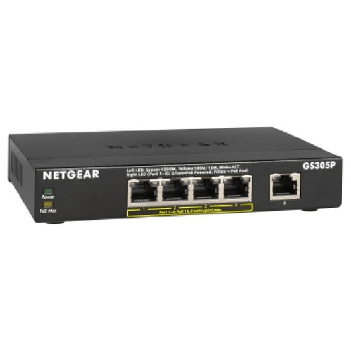 NETGEAR-GS305Pv2-Non-gestito-Gigabit-Ethernet--10-100-1000--Supporto-Power-over-Ethernet--PoE--Nero