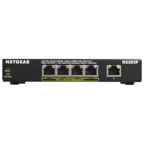 NETGEAR-GS305Pv2-Non-gestito-Gigabit-Ethernet--10-100-1000--Supporto-Power-over-Ethernet--PoE--Nero