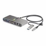 StarTech.com Hub USB-C a 2 porte con Ethernet e RS-232, dongle USB-C a USB-A collegato, 100W PD Pass-through, 2x USB