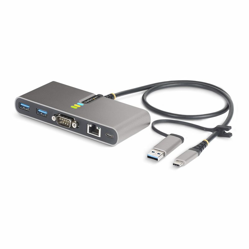 StarTech.com-Hub-USB-C-a-2-porte-con-Ethernet-e-RS-232-dongle-USB-C-a-USB-A-collegato-100W-PD-Pass-through-2x-USB-A-5Gbp