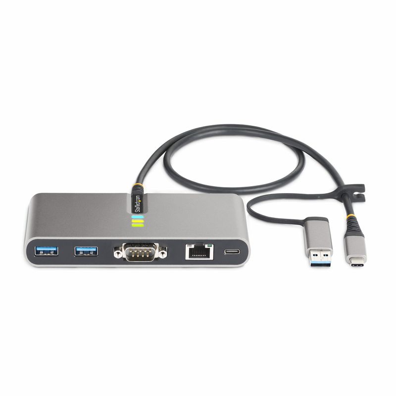 StarTech.com-Hub-USB-C-a-2-porte-con-Ethernet-e-RS-232-dongle-USB-C-a-USB-A-collegato-100W-PD-Pass-through-2x-USB-A-5Gbp