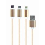 Cablexpert Gembird CC-USB2-AM31-1M-G cavo USB USB 2.0 USB A USB C/Micro-USB B/Lightning Oro, Bianco