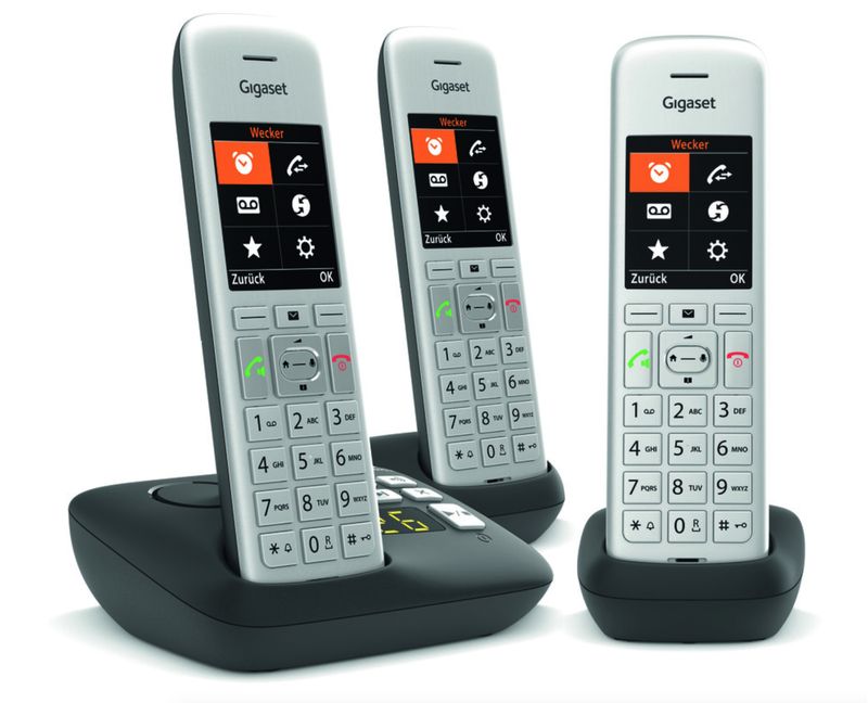 Gigaset-CE575-A-Trio-Telefono-analogico-DECT-Identificatore-di-chiamata-Nero-Argento