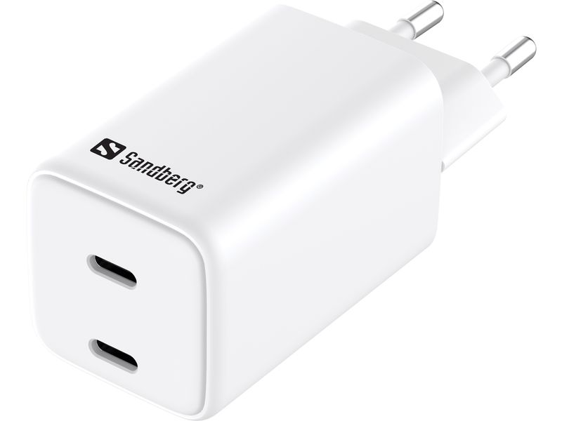 Sandberg-AC-Charger-Dual-USB-C-PD65W-EU--AC-Charger-Dual-USB-C-PD65W-EU---Warranty-60M-