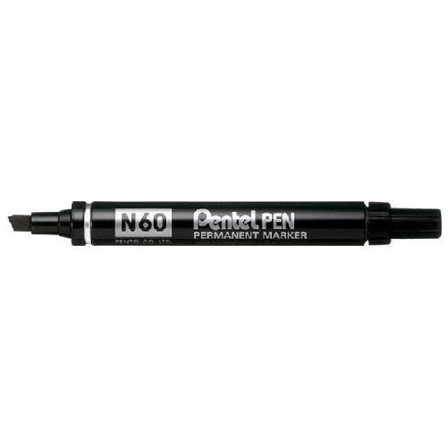 Pentel-N-60-marcatore-permanente-Punta-smussata-Nero-12-pz