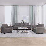 Set di Divani 3 pz con Cuscini Grigio in Similpelle