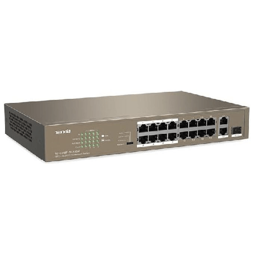 Tenda-TEF1118P-16-150W-switch-di-rete-Non-gestito-L2-Fast-Ethernet--10-100--Supporto-Power-over-Ethernet--PoE--1U-Nero