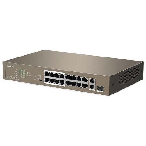 Tenda-TEF1118P-16-150W-switch-di-rete-Non-gestito-L2-Fast-Ethernet--10-100--Supporto-Power-over-Ethernet--PoE--1U-Nero