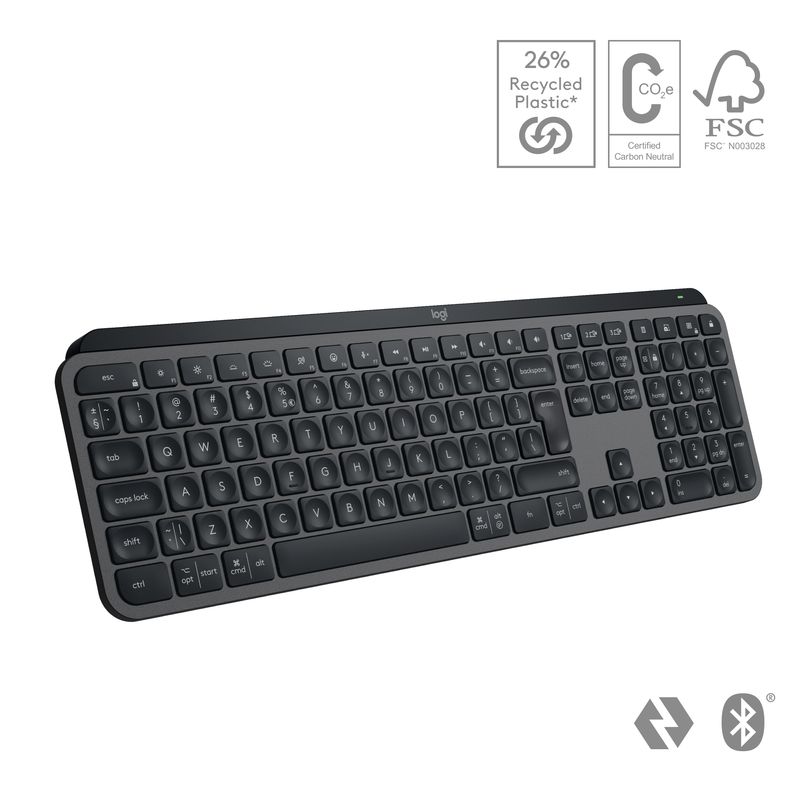 Logitech-MX-Keys-S-tastiera-Universale-RF-senza-fili--Bluetooth-AZERTY-Belga-Grafite