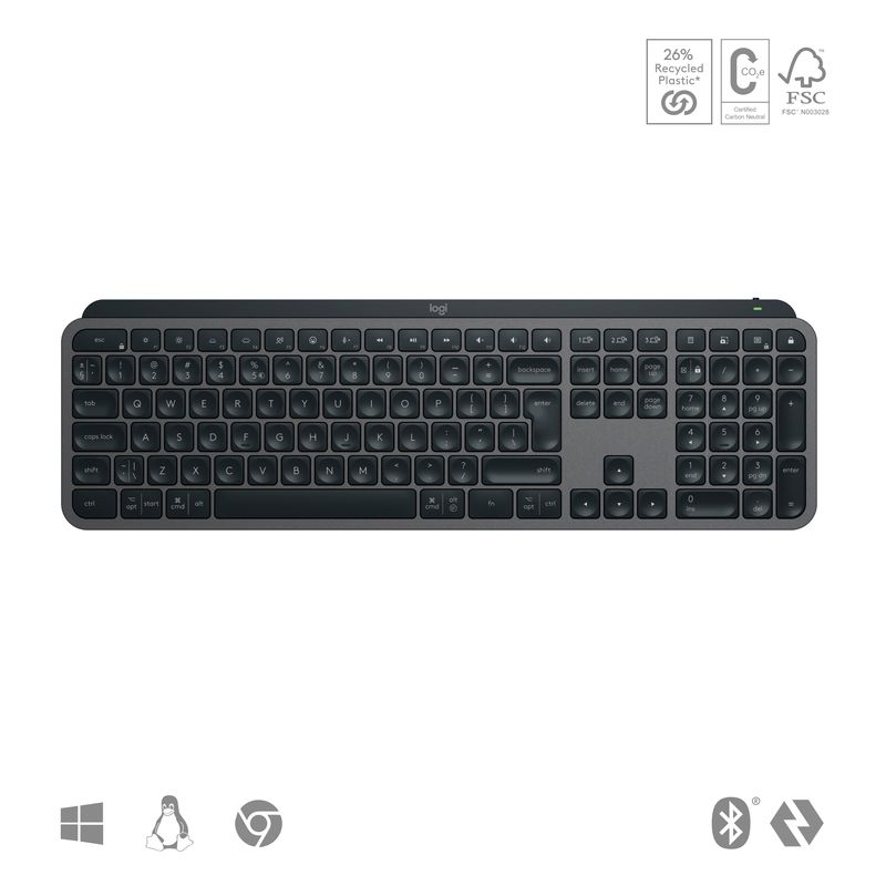 Logitech-MX-Keys-S-tastiera-Universale-RF-senza-fili--Bluetooth-AZERTY-Belga-Grafite