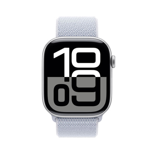 Apple-Watch-Series-10-Serie-10-GPS-46mm-Cassa-in-Alluminio-Color-Argento-con-Blu-tempesta-Sport-Loop