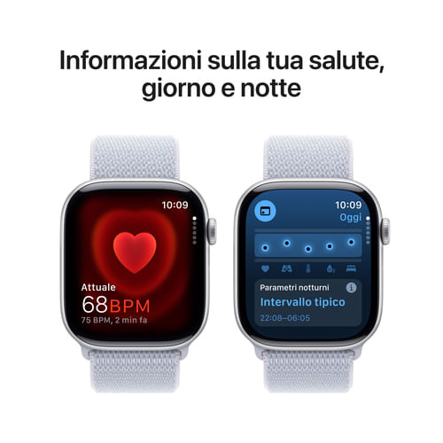 Apple-Watch-Series-10-Serie-10-GPS-46mm-Cassa-in-Alluminio-Color-Argento-con-Blu-tempesta-Sport-Loop