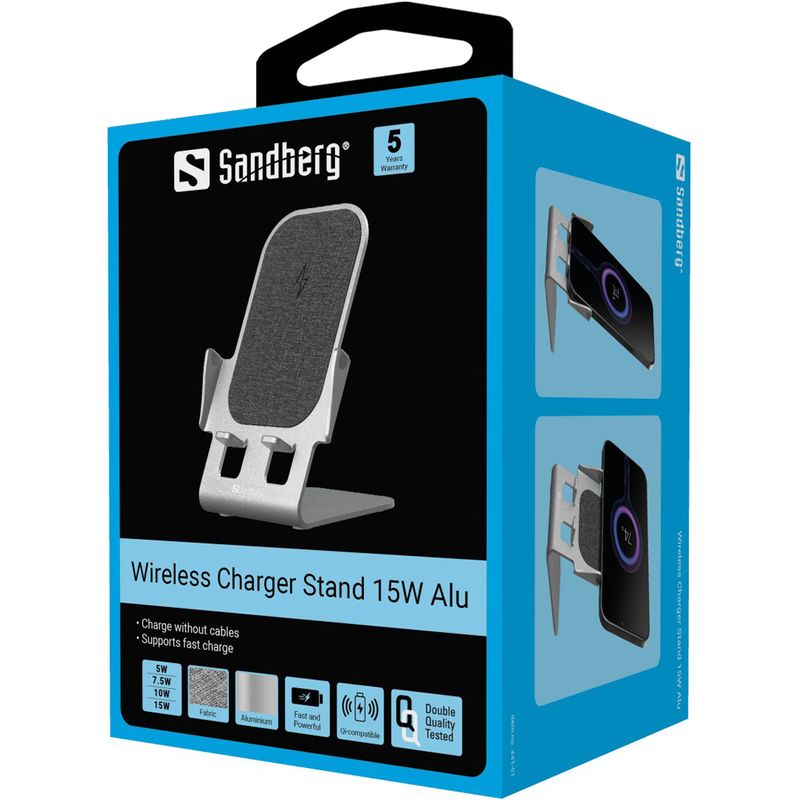 Sandberg-441-51-Caricabatterie-per-dispositivi-mobili-Smartphone-Grigio-USB-Carica-wireless-Ricarica-rapida-Interno--Wir