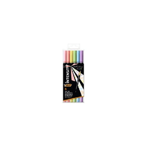 BIC-Intensity-Dual-tip-evidenziatore-6-pz-Punta-del-pennello-Azzurro-Verde-chiaro-Rosa-chiaro-Pesca-Viola-Giallo