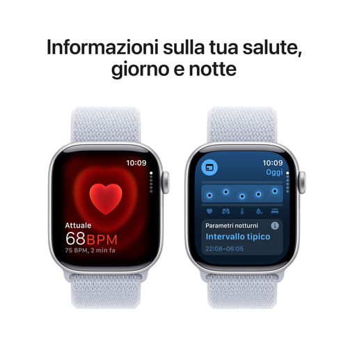 Apple-Watch-Series-10-Serie-10-GPS-42mm-Cassa-in-Alluminio-Color-Argento-con-Blu-tempesta-Sport-Loop