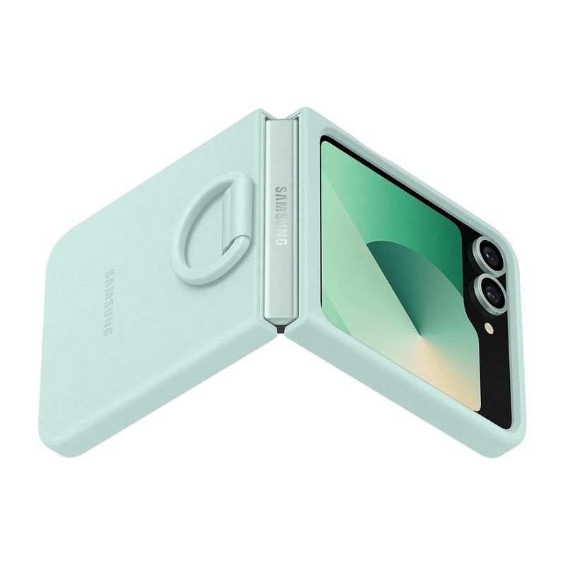 Samsung-Galaxy-Z-Flip6-Silicone-Case-with-Ring-Verde