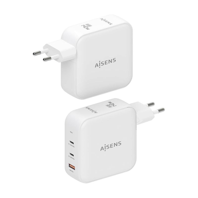 AISENS-ASCH-140W3P030-W-Caricabatterie-per-dispositivi-mobili-Universale-Bianco-AC-Ricarica-rapida-Interno