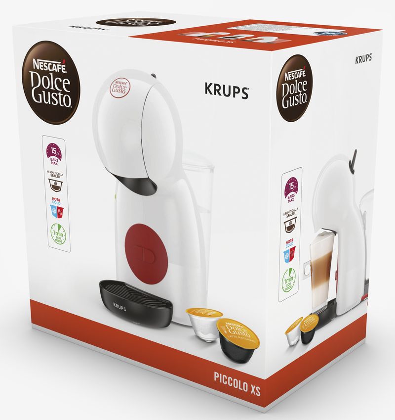 Krups-Piccolo-XS-Nescaf-Dolce-Gusto-KP1A01-Macchina-per-CaffA--Espresso-e-Altre-Bevande-Manuale-Bianco