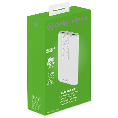 Celly-PBPD10000EVOWH-batteria-portatile-10000-mAh-Bianco