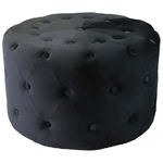 Pouf Rotondo In Velluto Nero