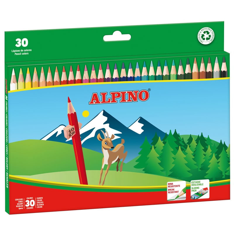 Confezione-Alpine-da-30-penne-dai-colori-creativi---Mina-da-3-mm---resistente-alla-rottura---esagonale---vetro-rimovibil