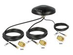 Delock-Antenna-GPS-GSM-multibanda-LTE-UMTS-3-connettori-SMA-omnidirezionali-per-montaggio-su-tetto-nero-all-aperto