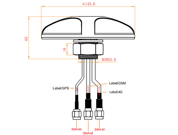 Delock-Antenna-GPS-GSM-multibanda-LTE-UMTS-3-connettori-SMA-omnidirezionali-per-montaggio-su-tetto-nero-all-aperto