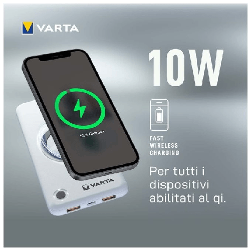 Varta-57913-Polimeri-di-litio--LiPo--10000-mAh-Carica-wireless-Bianco