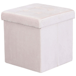 Pouf Contenitore Quadrato In Velluto Beige