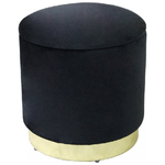 Pouf Contenitore Rotondo In Velluto Nero