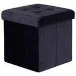 Pouf Contenitore Quadrato In Velluto Nero