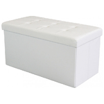 Pouf Contenitore Rettangolare In Ecopelle  Bianco