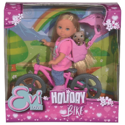 Simba-Toys-Simba-Evi-Holiday--Bambola-Snodata--In-Bici-Con-Cagnolino