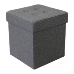 Pouf Contenitore Quadrato In Stoffa Grigio Scuro